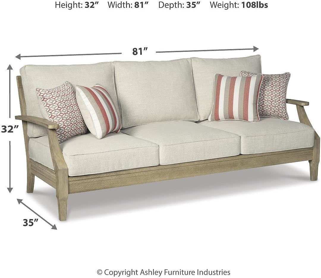 Coastal Outdoor Eucalyptus Patio Furniture Set – Stylish 3-Piece Sofa & Cushions 🌿 Comfortable, Weather-Resistant Seating for Porch & Backyard
