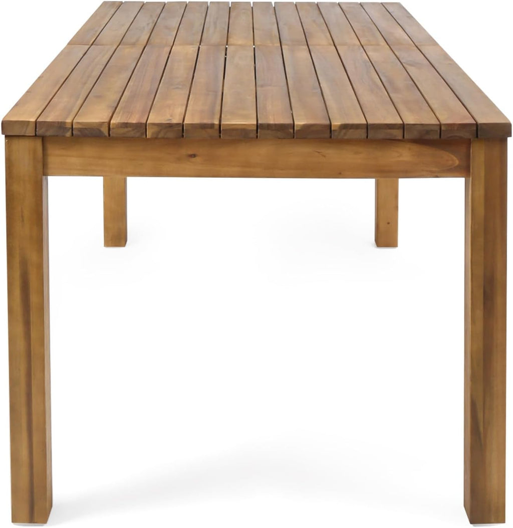 Extendable Acacia Wood Outdoor Dining Set for 6 🍽️ Expandable Patio Table & Chairs – Solid Wood Armchairs with Teak & Beige Cushions, Perfect for Backyard & Patio