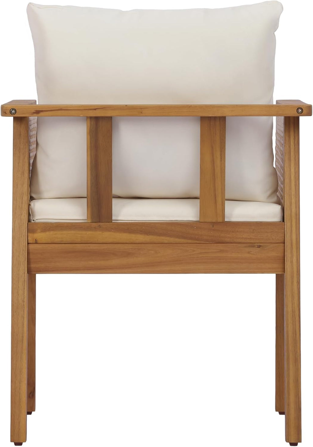 Extendable Acacia Wood Outdoor Dining Set for 6 🍽️ Expandable Patio Table & Chairs – Solid Wood Armchairs with Teak & Beige Cushions, Perfect for Backyard & Patio