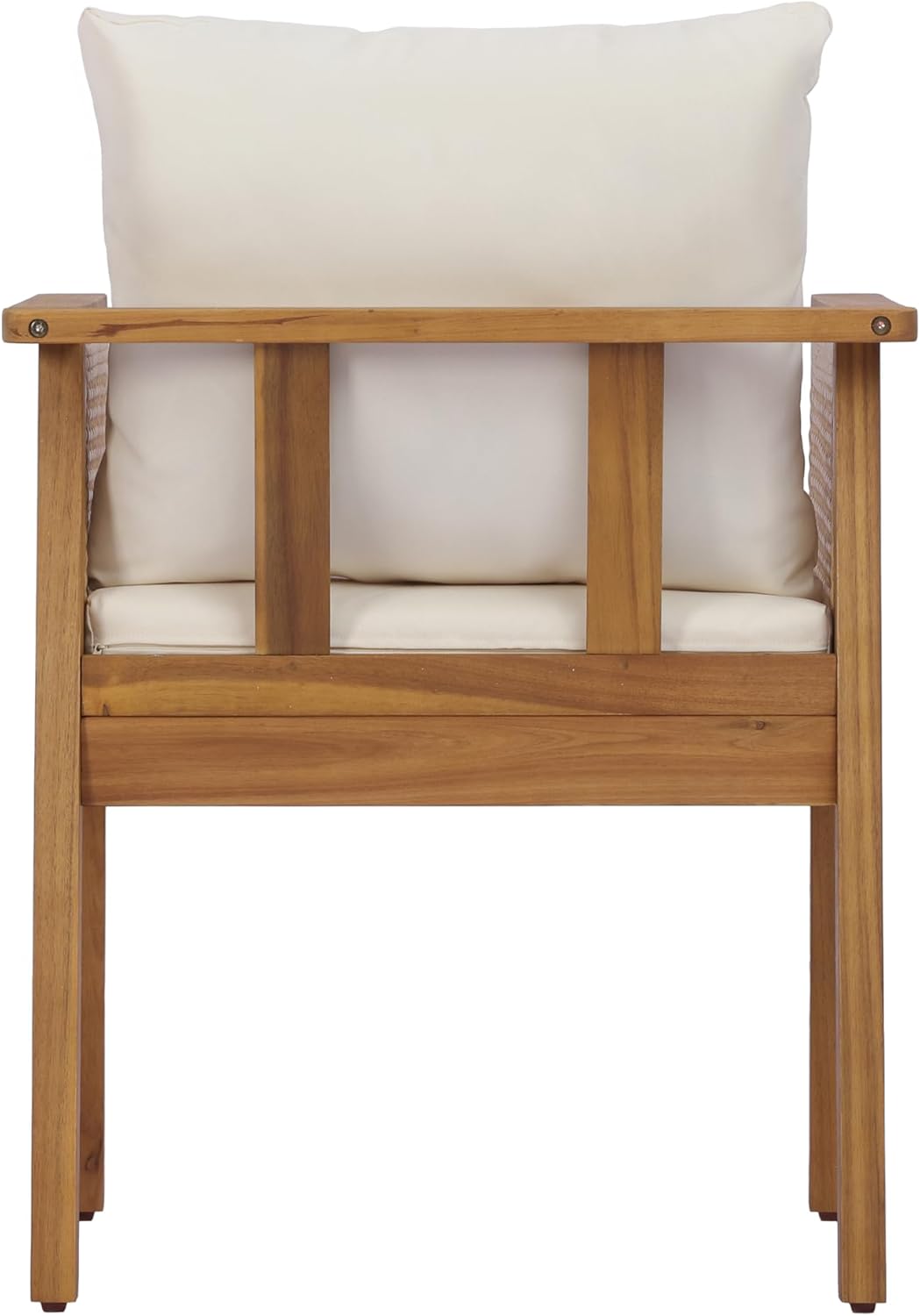 Extendable Acacia Wood Outdoor Dining Set for 6 🍽️ Expandable Patio Table & Chairs – Solid Wood Armchairs with Teak & Beige Cushions, Perfect for Backyard & Patio