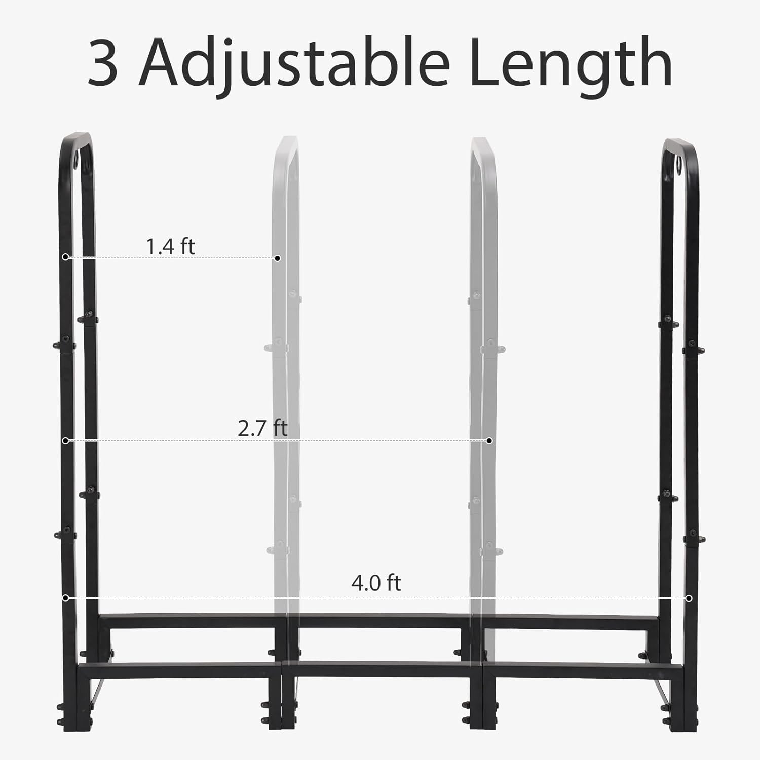 4FT Outdoor Firewood Rack 🌲 Heavy Duty Wood Holder with Waterproof Cover 🪵 Adjustable Log Storage Stand for Patio & Fireplace