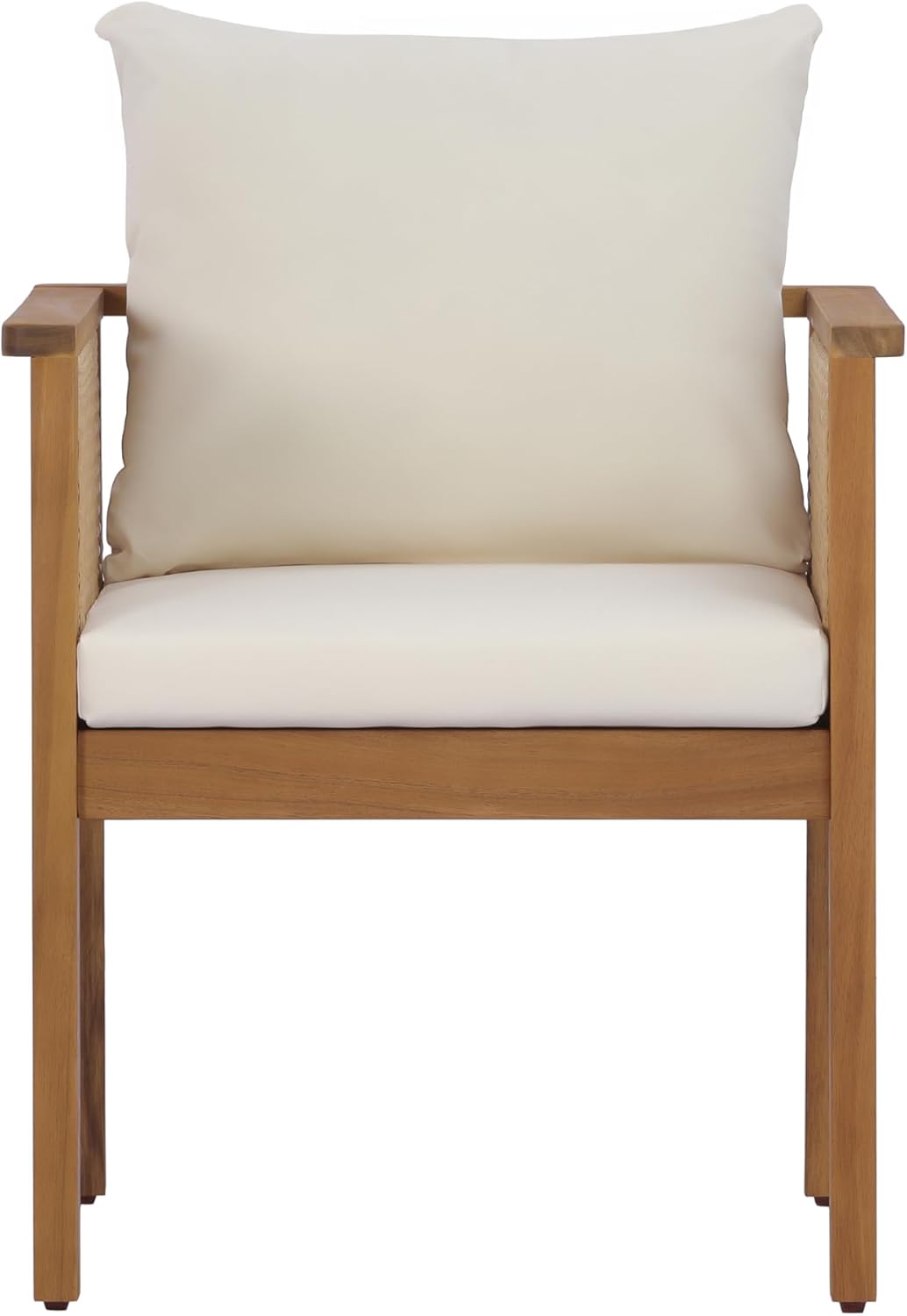 Extendable Acacia Wood Outdoor Dining Set for 6 🍽️ Expandable Patio Table & Chairs – Solid Wood Armchairs with Teak & Beige Cushions, Perfect for Backyard & Patio