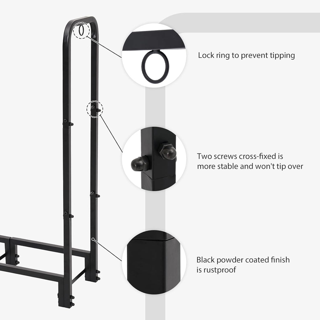4FT Outdoor Firewood Rack 🌲 Heavy Duty Wood Holder with Waterproof Cover 🪵 Adjustable Log Storage Stand for Patio & Fireplace