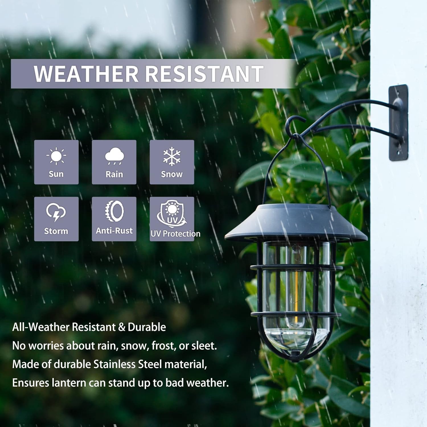 Solar Hanging Lanterns Outdoor – Waterproof Metal Wall Lights 🌞 2-Pack for Porch, Patio & Garden ✨ No Wiring Needed
