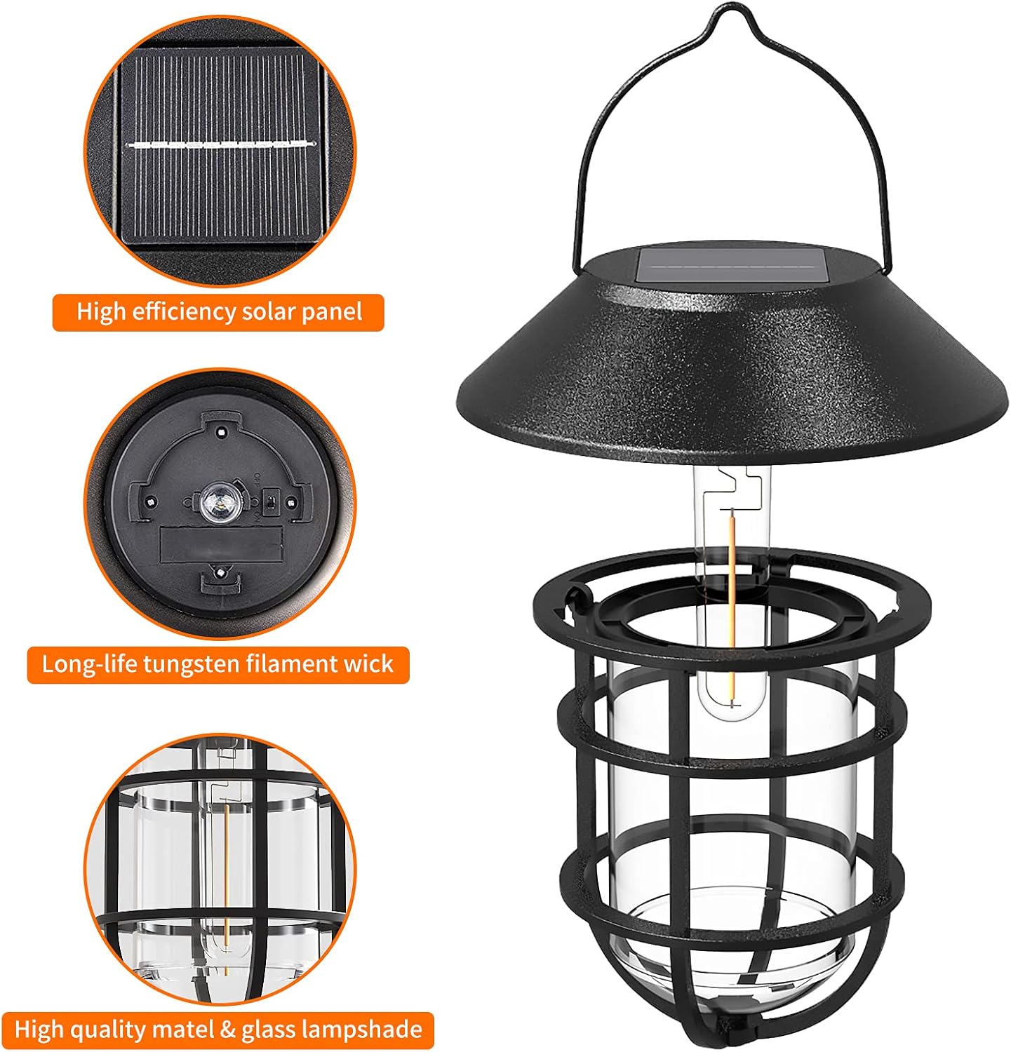 Solar Hanging Lanterns Outdoor – Waterproof Metal Wall Lights 🌞 2-Pack for Porch, Patio & Garden ✨ No Wiring Needed