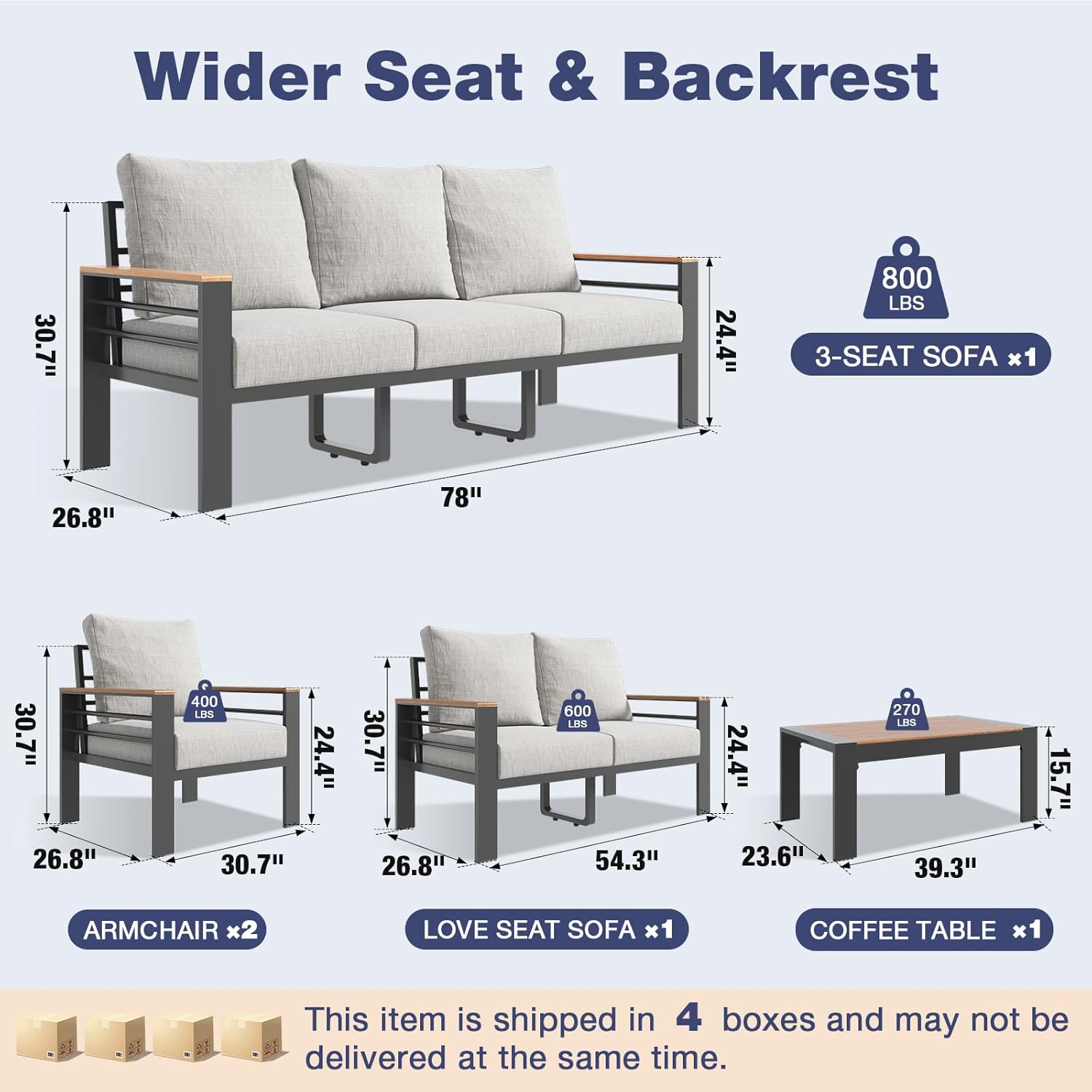 7-Seater Aluminum Patio Furniture Set 🌞 Oversized Outdoor Sectional with Thick Washable Cushions, Coffee Table & Waterproof Cover – Perfect for Porch, Balcony & Deck