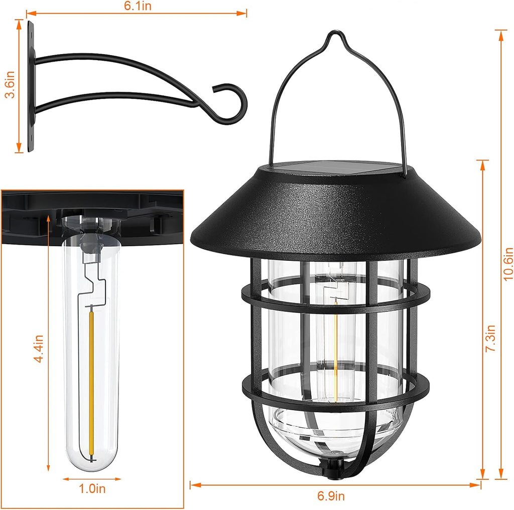 Solar Hanging Lanterns Outdoor – Waterproof Metal Wall Lights 🌞 2-Pack for Porch, Patio & Garden ✨ No Wiring Needed