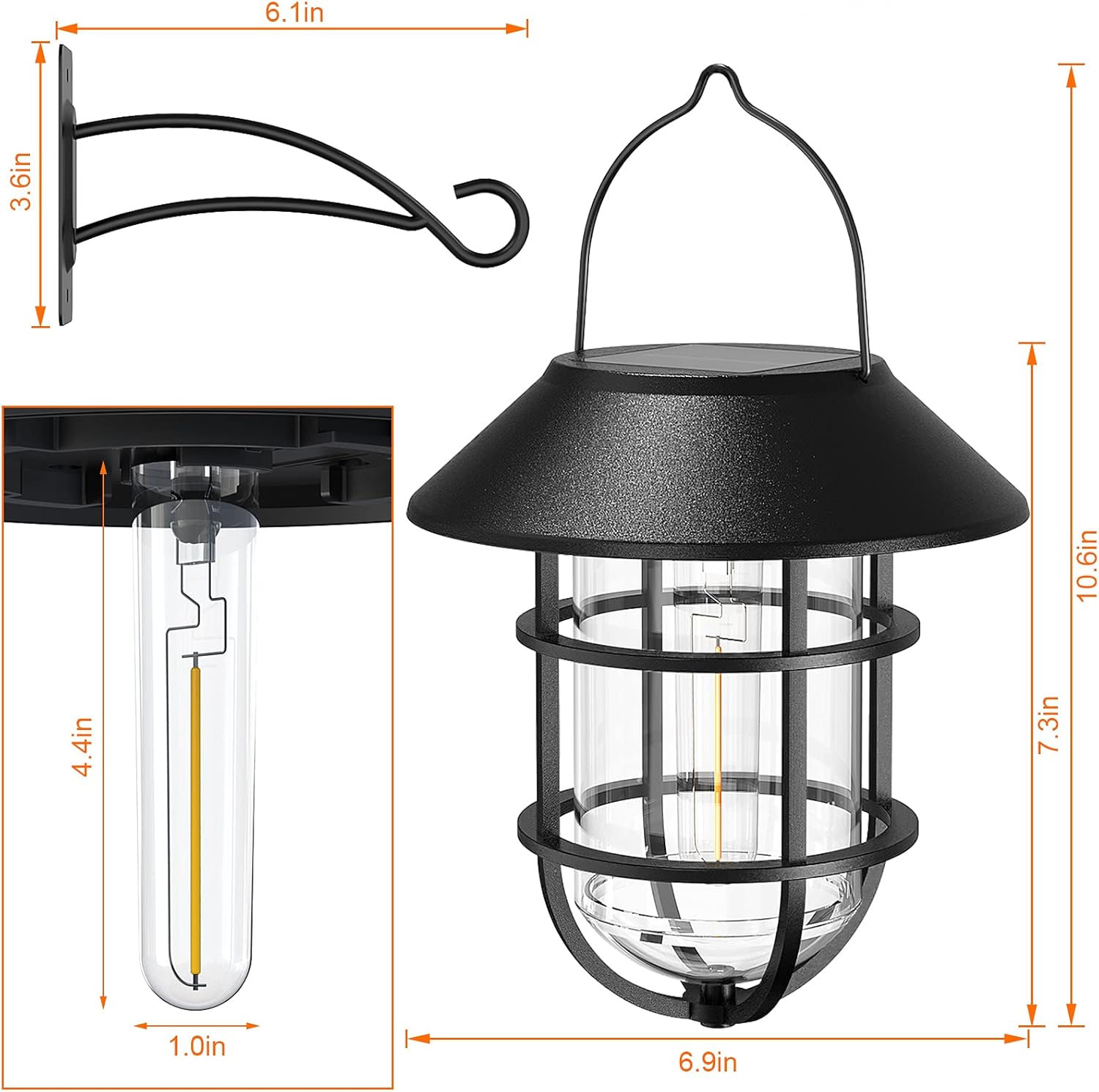Solar Hanging Lanterns Outdoor – Waterproof Metal Wall Lights 🌞 2-Pack for Porch, Patio & Garden ✨ No Wiring Needed
