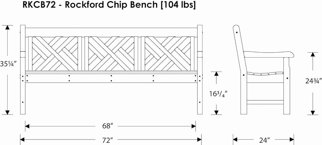72" Chippendale Outdoor Garden Bench 🌿 Classic Teak Style, All-Weather HDPE Patio Seating – Perfect for Backyard, Porch & Deck