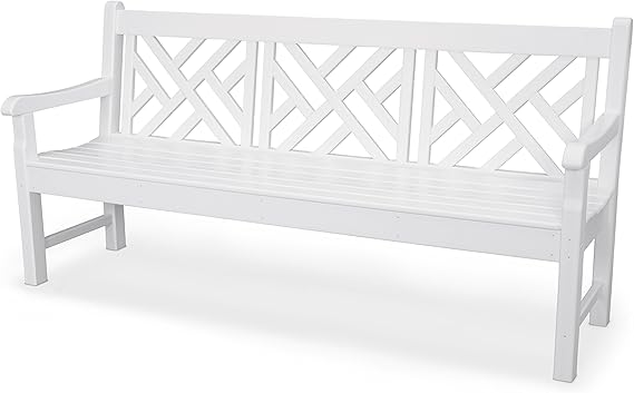 72" Chippendale Outdoor Garden Bench 🌿 Classic Teak Style, All-Weather HDPE Patio Seating – Perfect for Backyard, Porch & Deck