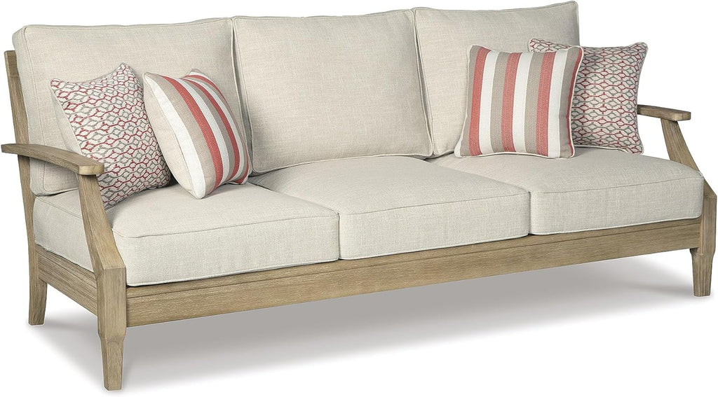 Coastal Outdoor Eucalyptus Patio Furniture Set – Stylish 3-Piece Sofa & Cushions 🌿 Comfortable, Weather-Resistant Seating for Porch & Backyard