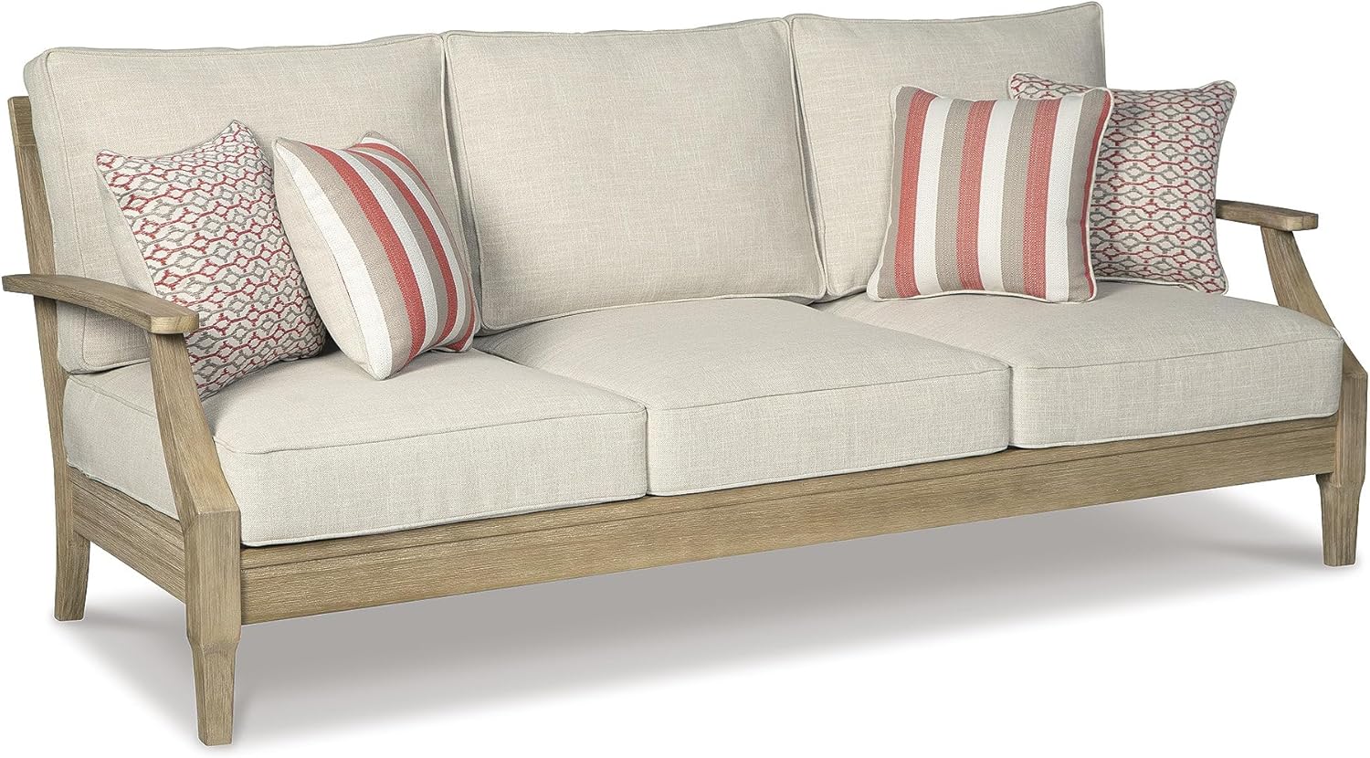 Coastal Outdoor Eucalyptus Patio Furniture Set – Stylish 3-Piece Sofa & Cushions 🌿 Comfortable, Weather-Resistant Seating for Porch & Backyard