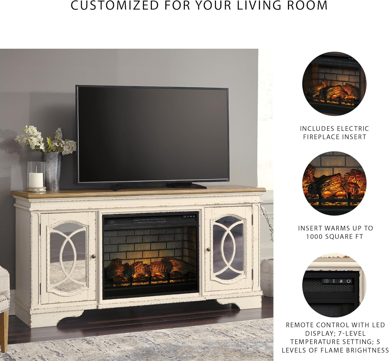 Electric Fireplace Heater with Remote 🔥 Stylish Modern Home Heater & Cozy Ambiance – Adjustable Flame & Heat Settings, Perfect for Living Room, Bedroom, or Office