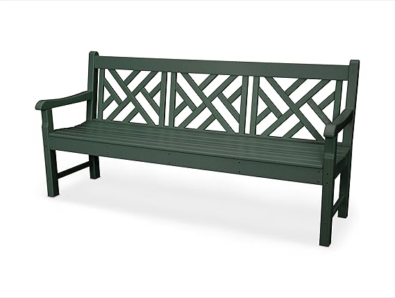 72" Chippendale Outdoor Garden Bench 🌿 Classic Teak Style, All-Weather HDPE Patio Seating – Perfect for Backyard, Porch & Deck