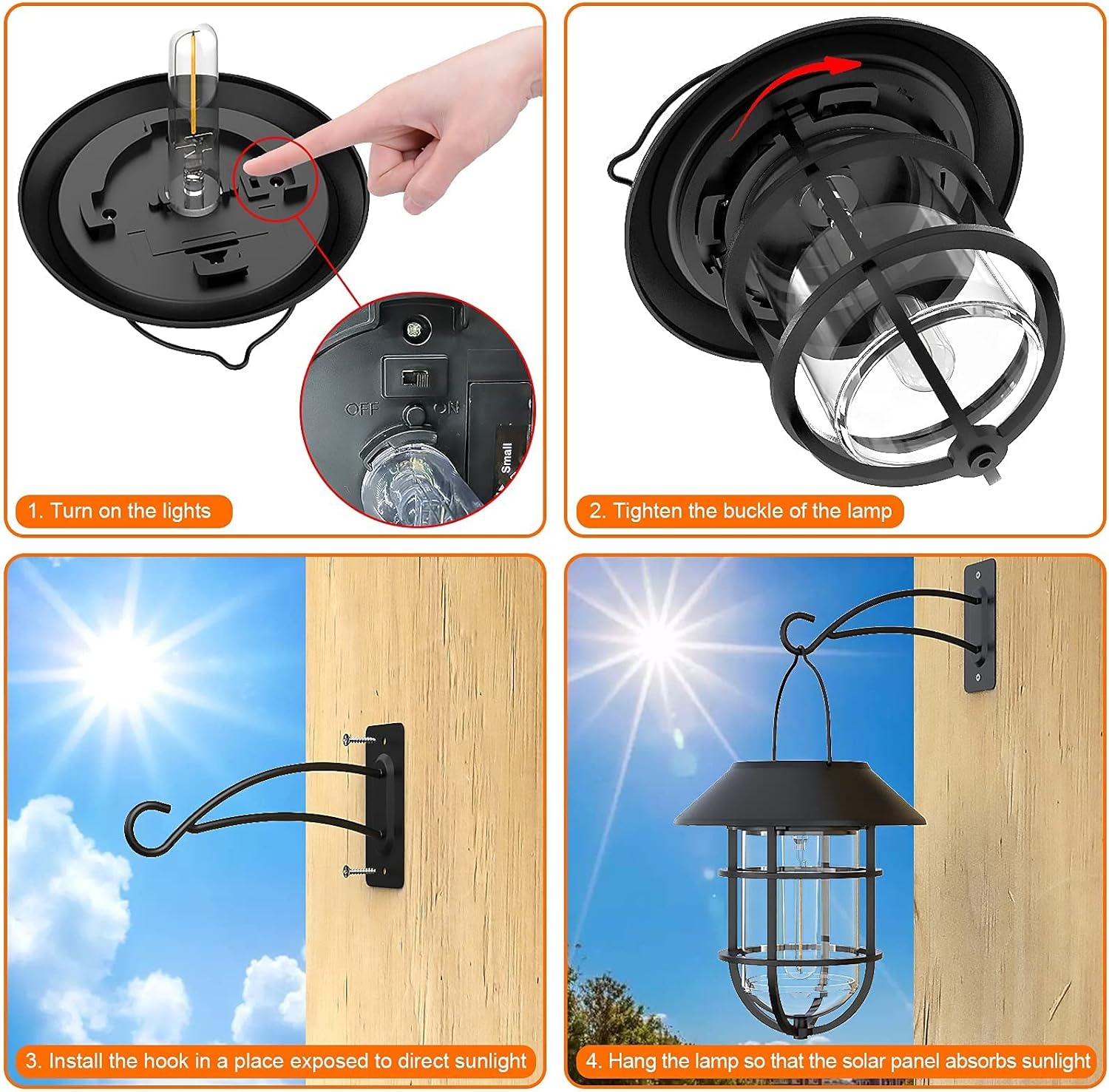 Solar Hanging Lanterns Outdoor – Waterproof Metal Wall Lights 🌞 2-Pack for Porch, Patio & Garden ✨ No Wiring Needed