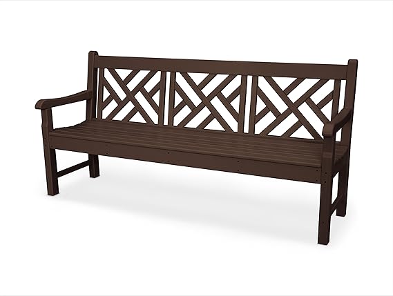 72" Chippendale Outdoor Garden Bench 🌿 Classic Teak Style, All-Weather HDPE Patio Seating – Perfect for Backyard, Porch & Deck