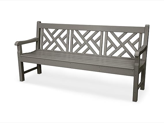 72" Chippendale Outdoor Garden Bench 🌿 Classic Teak Style, All-Weather HDPE Patio Seating – Perfect for Backyard, Porch & Deck