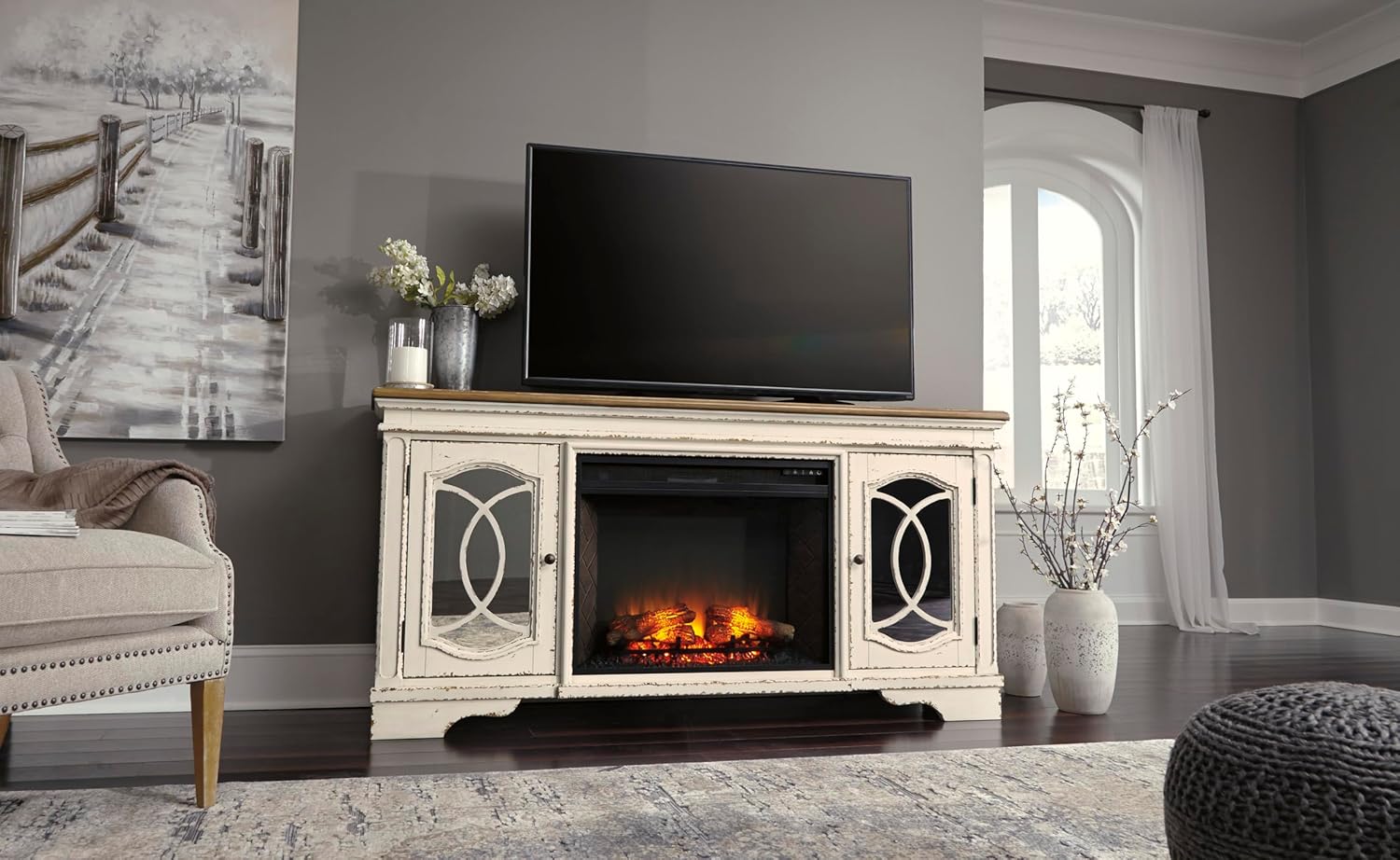 Electric Fireplace Heater with Remote 🔥 Stylish Modern Home Heater & Cozy Ambiance – Adjustable Flame & Heat Settings, Perfect for Living Room, Bedroom, or Office