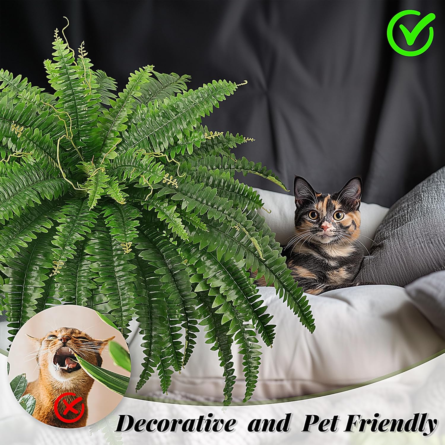 Realistic Artificial Ferns – 45" Lifelike Bush Plants 🌿 2-Pack for Indoor & Outdoor Decor 🏡 Perfect for Home, Garden & Porch