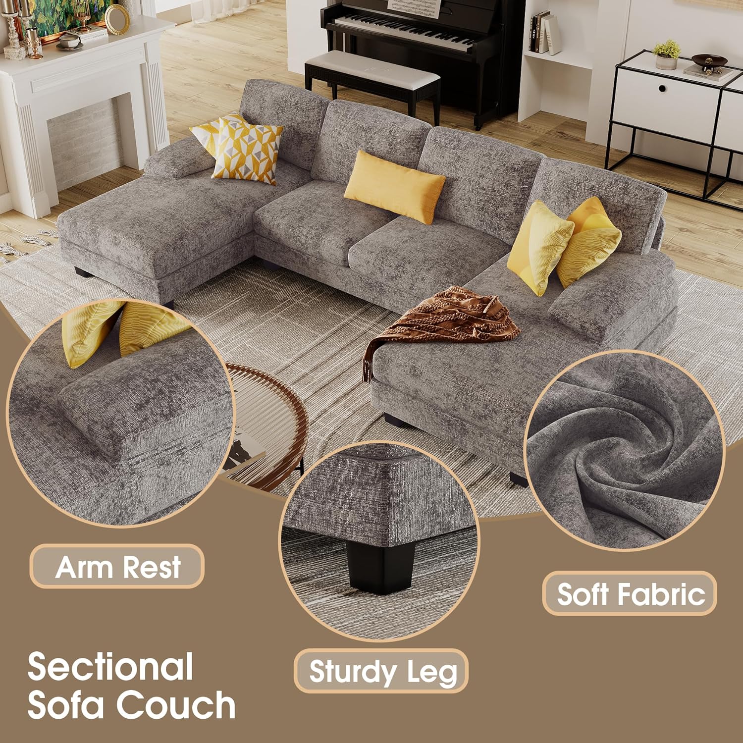 U-Shaped Sectional Sofa Couch – Modern Comfort for Living Room, Apartment & Home 🛋️ Cozy, Spacious & Stylish Seating